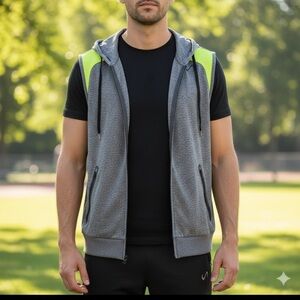 Men’s Infinity Performance Gear Grey Hooded Vest size M jacket with full zipper